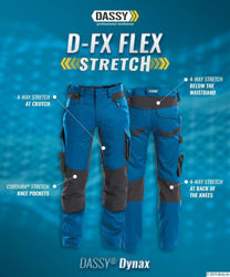 Παντελόνι Εργασίας 4-way Stretch Dassy Dynax midnight blue/anthracite grey
