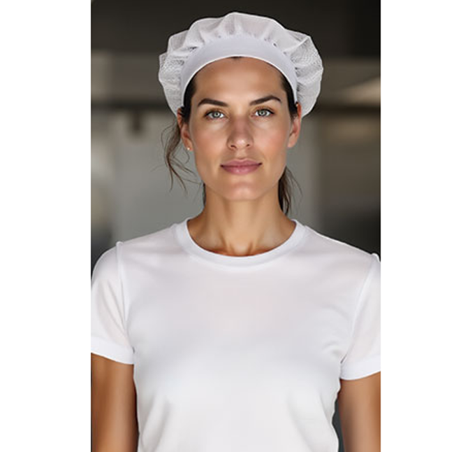 Σκούφος μαγειρικής με δίχτυ Valento Croissant λευκός