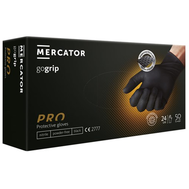 Γάντια Μιας Χρήσης Νιτριλίου Mercator Gogrip black 50τμχ
