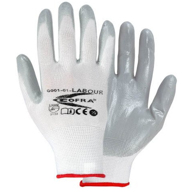Γάντια Νιτριλίου Cofra Labour white/grey