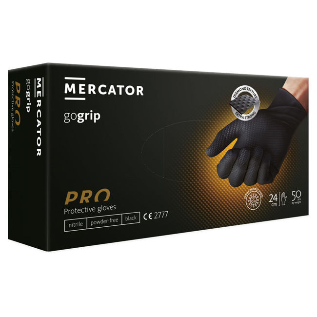 Γάντια Μιας Χρήσης Νιτριλίου Mercator Gogrip black 50τμχ